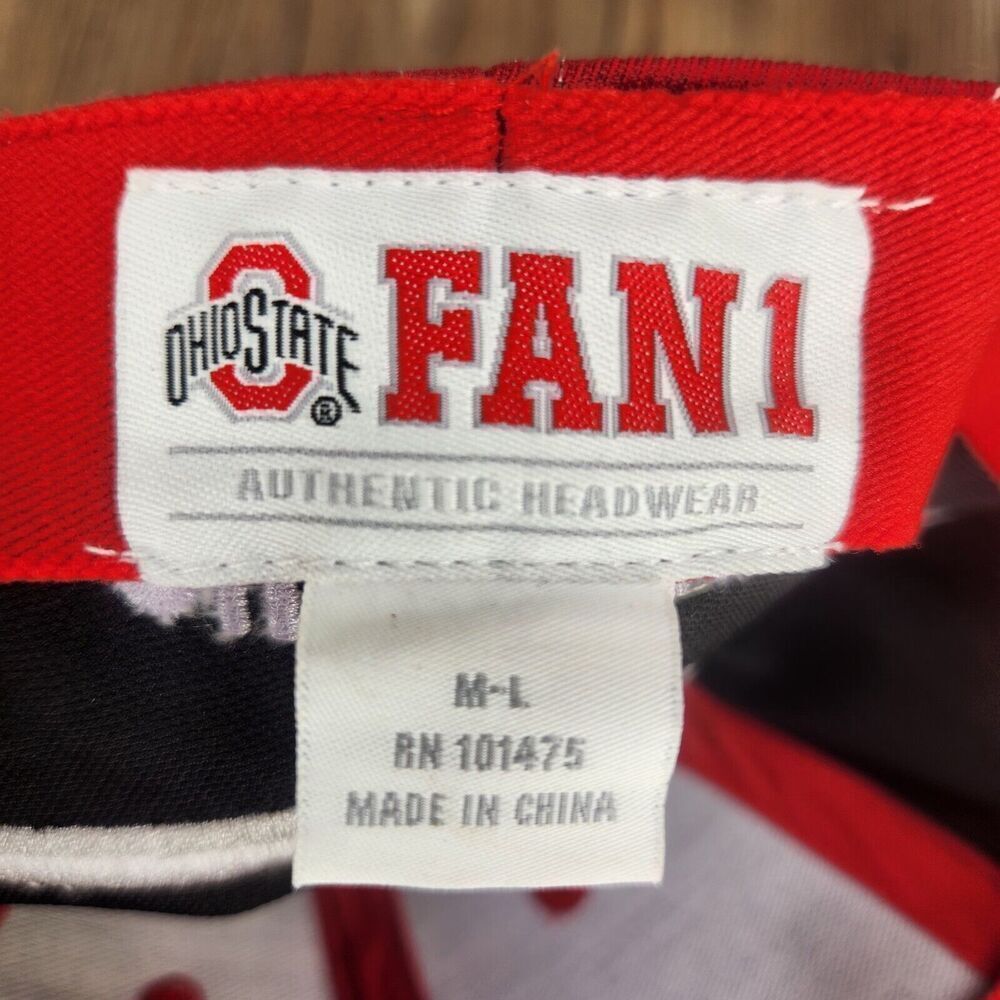 Ohio State University Buckeyes Fan1 Size M/L Hat Cap Black Red Baseball College - Picture 10 of 13